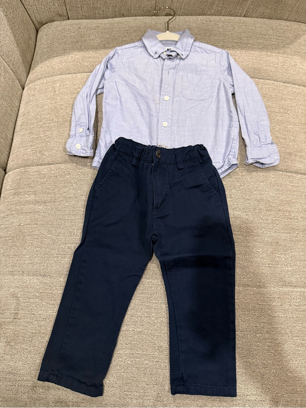 Baby Boys Janie and Jack Blue Button Down and Frenchie Navy Chino Pants